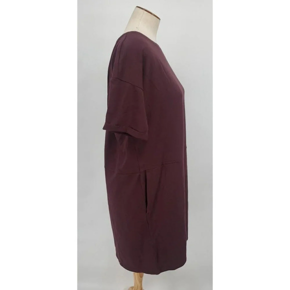 Eileen Fisher Shirt Tunic Dress Womens Brown Organic Cotton Spandex Stretch PM - Picture 8 of 11